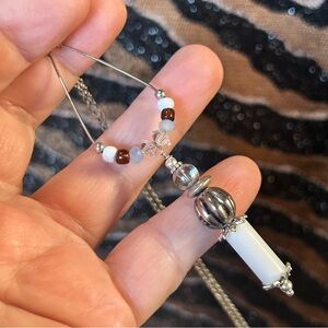 Handcrafted vintage bead changeable charm pendant on chain necklace